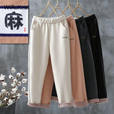 Harem Winter Warm Pants For Women Loose Velvet Women's Plus Size Casual Thick Woolen Pants Winter Ankle Length Trousers Cotton