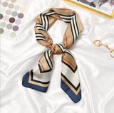 New 70x70cm Women Multifunction Polyester Silk Scarf Elegant Stripes Printed Casual Satin Small Square Wraps Scarves Shawl