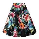 2021 New Arrival Summer A Line Vintage Floral Skirt 50s Pin up Style Rockabilly Swing Skirts Women Retro High Waist Midi Skirt