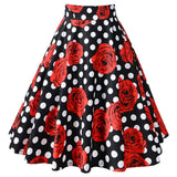 2021 New Arrival Summer A Line Vintage Floral Skirt 50s Pin up Style Rockabilly Swing Skirts Women Retro High Waist Midi Skirt