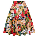 2021 New Arrival Summer A Line Vintage Floral Skirt 50s Pin up Style Rockabilly Swing Skirts Women Retro High Waist Midi Skirt