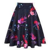 2021 New Arrival Summer A Line Vintage Floral Skirt 50s Pin up Style Rockabilly Swing Skirts Women Retro High Waist Midi Skirt