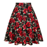 2021 New Arrival Summer A Line Vintage Floral Skirt 50s Pin up Style Rockabilly Swing Skirts Women Retro High Waist Midi Skirt