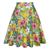 2021 New Arrival Summer A Line Vintage Floral Skirt 50s Pin up Style Rockabilly Swing Skirts Women Retro High Waist Midi Skirt