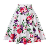 2021 New Arrival Summer A Line Vintage Floral Skirt 50s Pin up Style Rockabilly Swing Skirts Women Retro High Waist Midi Skirt