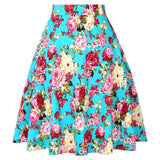 2021 New Arrival Summer A Line Vintage Floral Skirt 50s Pin up Style Rockabilly Swing Skirts Women Retro High Waist Midi Skirt