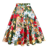 2021 New Arrival Summer A Line Vintage Floral Skirt 50s Pin up Style Rockabilly Swing Skirts Women Retro High Waist Midi Skirt