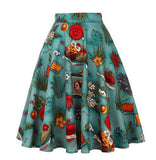2021 New Arrival Summer A Line Vintage Floral Skirt 50s Pin up Style Rockabilly Swing Skirts Women Retro High Waist Midi Skirt