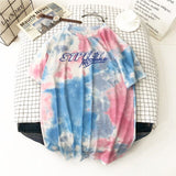 GoneGoing 2021 New Summer Fashion Women Short Sleeve Tie-dye T shirts O Neck Loose Korea Harajuku Ins Tees 070101