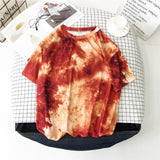 GoneGoing 2021 New Summer Fashion Women Short Sleeve Tie-dye T shirts O Neck Loose Korea Harajuku Ins Tees 070101