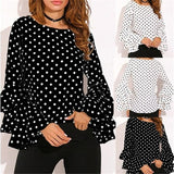 Women Polka Dot Blusas Shirts  Spring Fashion O Neck Long Sleeve Blouse Femininas Casual Tops new   Shirt