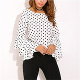 Women Polka Dot Blusas Shirts  Spring Fashion O Neck Long Sleeve Blouse Femininas Casual Tops new   Shirt