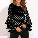 Women Polka Dot Blusas Shirts  Spring Fashion O Neck Long Sleeve Blouse Femininas Casual Tops new   Shirt