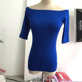 New 2021 Summer Fashion Sexy Off The Shoulder Tops For Women Casual Short Sleeve Cotton T-shirts Black White Red Gray Blue Black