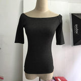 New 2021 Summer Fashion Sexy Off The Shoulder Tops For Women Casual Short Sleeve Cotton T-shirts Black White Red Gray Blue Black