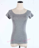 New 2021 Summer Fashion Sexy Off The Shoulder Tops For Women Casual Short Sleeve Cotton T-shirts Black White Red Gray Blue Black