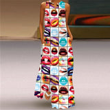 WAYOFLOVE Rose Print White Dress 2021 Elegant Casual Summer Beach Sleeveless Maxi Dresses Woman Plus Size Girls Long Dress Women