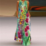 WAYOFLOVE Rose Print White Dress 2021 Elegant Casual Summer Beach Sleeveless Maxi Dresses Woman Plus Size Girls Long Dress Women