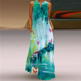 WAYOFLOVE Rose Print White Dress 2021 Elegant Casual Summer Beach Sleeveless Maxi Dresses Woman Plus Size Girls Long Dress Women
