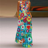 WAYOFLOVE Rose Print White Dress 2021 Elegant Casual Summer Beach Sleeveless Maxi Dresses Woman Plus Size Girls Long Dress Women