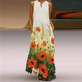 WAYOFLOVE Rose Print White Dress 2021 Elegant Casual Summer Beach Sleeveless Maxi Dresses Woman Plus Size Girls Long Dress Women