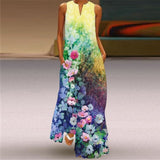 WAYOFLOVE Rose Print White Dress 2021 Elegant Casual Summer Beach Sleeveless Maxi Dresses Woman Plus Size Girls Long Dress Women
