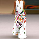 WAYOFLOVE Rose Print White Dress 2021 Elegant Casual Summer Beach Sleeveless Maxi Dresses Woman Plus Size Girls Long Dress Women