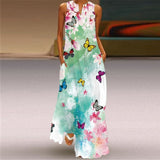 WAYOFLOVE Rose Print White Dress 2021 Elegant Casual Summer Beach Sleeveless Maxi Dresses Woman Plus Size Girls Long Dress Women