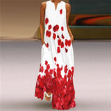 WAYOFLOVE Rose Print White Dress 2021 Elegant Casual Summer Beach Sleeveless Maxi Dresses Woman Plus Size Girls Long Dress Women