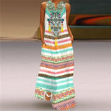 WAYOFLOVE Rose Print White Dress 2021 Elegant Casual Summer Beach Sleeveless Maxi Dresses Woman Plus Size Girls Long Dress Women