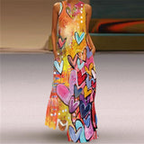 WAYOFLOVE Rose Print White Dress 2021 Elegant Casual Summer Beach Sleeveless Maxi Dresses Woman Plus Size Girls Long Dress Women