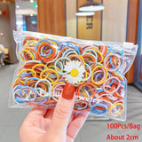 50/100/200 Pcs/Bag Children Cute Candy Cartoon Solid Elastic Hair Bands Girls Lovely Srunchies Rubber Bands Kid Hair Accessories