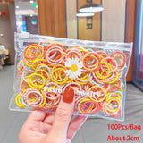 50/100/200 Pcs/Bag Children Cute Candy Cartoon Solid Elastic Hair Bands Girls Lovely Srunchies Rubber Bands Kid Hair Accessories