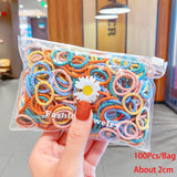 50/100/200 Pcs/Bag Children Cute Candy Cartoon Solid Elastic Hair Bands Girls Lovely Srunchies Rubber Bands Kid Hair Accessories