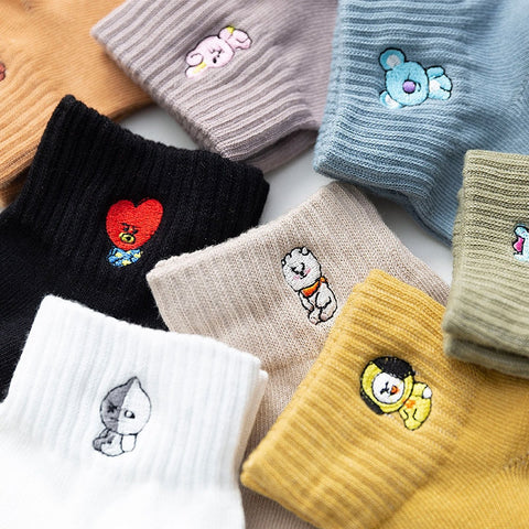 New Fashion Women Short Socks Slippers Cotton Cartoon Socks Harajuku Korean Style Spring Winter Socks Cute For Girls Female