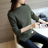 FMFSSOM Fall Long Sleeve Women Sweater Slit Femme Solid Pullover Female Knitwear Casual Knitted Top Sweater Winter Clothes Woman