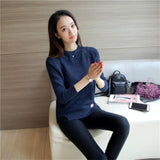 FMFSSOM Fall Long Sleeve Women Sweater Slit Femme Solid Pullover Female Knitwear Casual Knitted Top Sweater Winter Clothes Woman