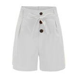 ONCE Women Shorts High Waist Buttons Sashes Elegant Zipper Lace-up Skinny Shorts Solid Plus Size Pockets Summer Casual Trouses
