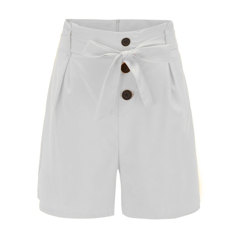 ONCE Women Shorts High Waist Buttons Sashes Elegant Zipper Lace-up Skinny Shorts Solid Plus Size Pockets Summer Casual Trouses