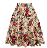 2021 New Arrival Summer A Line Vintage Floral Skirt 50s Pin up Style Rockabilly Swing Skirts Women Retro High Waist Midi Skirt