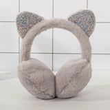 5 color Child Cute Cat Ears Winter Outdoor Warm Earmuffs Cute Cat Ear Plush Earmuffs Shiny Sequin Soft Earflaps Headband for Kid