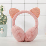 5 color Child Cute Cat Ears Winter Outdoor Warm Earmuffs Cute Cat Ear Plush Earmuffs Shiny Sequin Soft Earflaps Headband for Kid