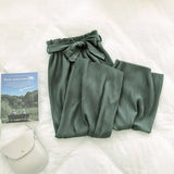 Autumn Wide Leg Pants Women Casual High Waist Pants with Bow Belt 2019 New Pleated Pant Trousers Femme