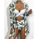 Three Piece Women's Swimsuit 2021 Fashion Printing Sexy Bikini Mesh Split Swimsuit Beach Suit Maillot De Bain Femme