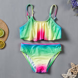 3~16Year Teenager Girls Swimwear Two pieces Girls swimsuit High quality Kids Bikini sets Falbala Children Beach wear-1084mix