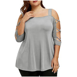 Summer Women Tops Plus Size Women's T-shirts Criss-cross Strapless Half Sleeve Blouse Pullover Tops Shirt Ropa Mujer