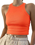 Knitted Khaki White Summer Women Tops Sexy Crop Vest Solid Fashion Korean Female Off Shoulder Fashion Ribbed Tank Tops G1653