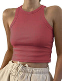Knitted Khaki White Summer Women Tops Sexy Crop Vest Solid Fashion Korean Female Off Shoulder Fashion Ribbed Tank Tops G1653