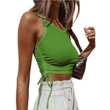 Knitted Khaki White Summer Women Tops Sexy Crop Vest Solid Fashion Korean Female Off Shoulder Fashion Ribbed Tank Tops G1653