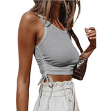 Knitted Khaki White Summer Women Tops Sexy Crop Vest Solid Fashion Korean Female Off Shoulder Fashion Ribbed Tank Tops G1653